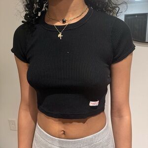 Alexander Wang Black Ribbed Crop Top